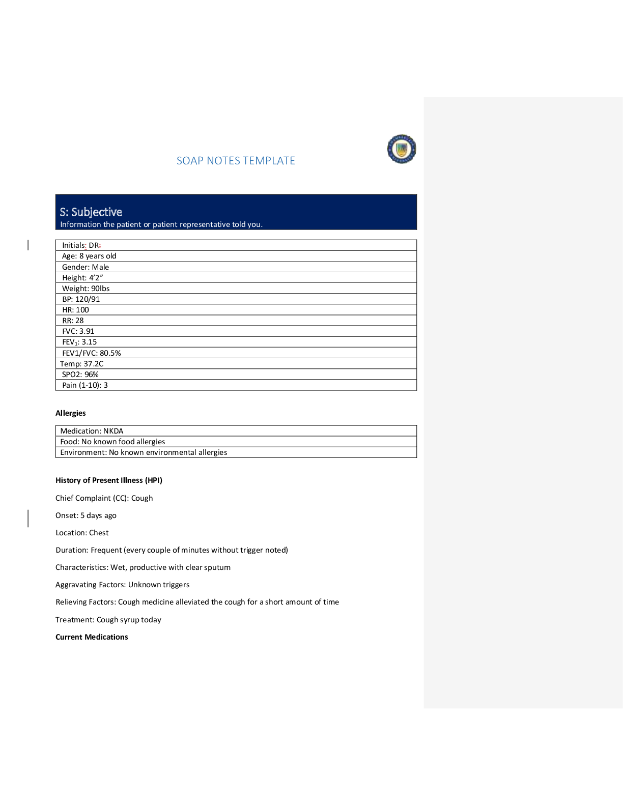 Preview image for NR 509 Week 6 Pediatric SOAP Note